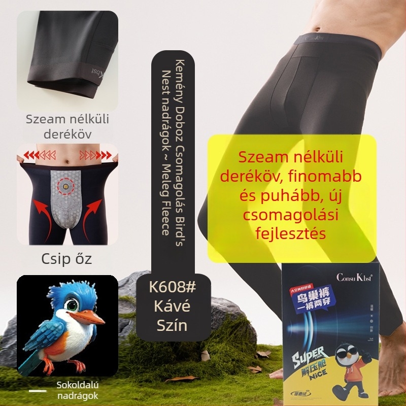 Férfi melegítő nadrág bársonyos bélésével, akril rost, rendkívül vastag, középső derekú, melegen tart