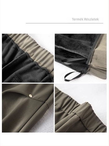 Női szegecses munkásnadrág fleece-béléssel, vastagon bélelt, magas derék, casual, egyenes szabású