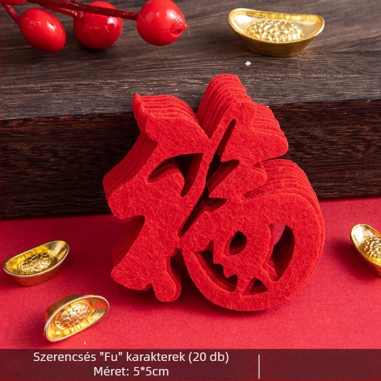 Ajtódísz szerencse szimbólummal az új otthon számára – mini dísz az ajtóra, filc anyag, vágási technika, kínai stílus