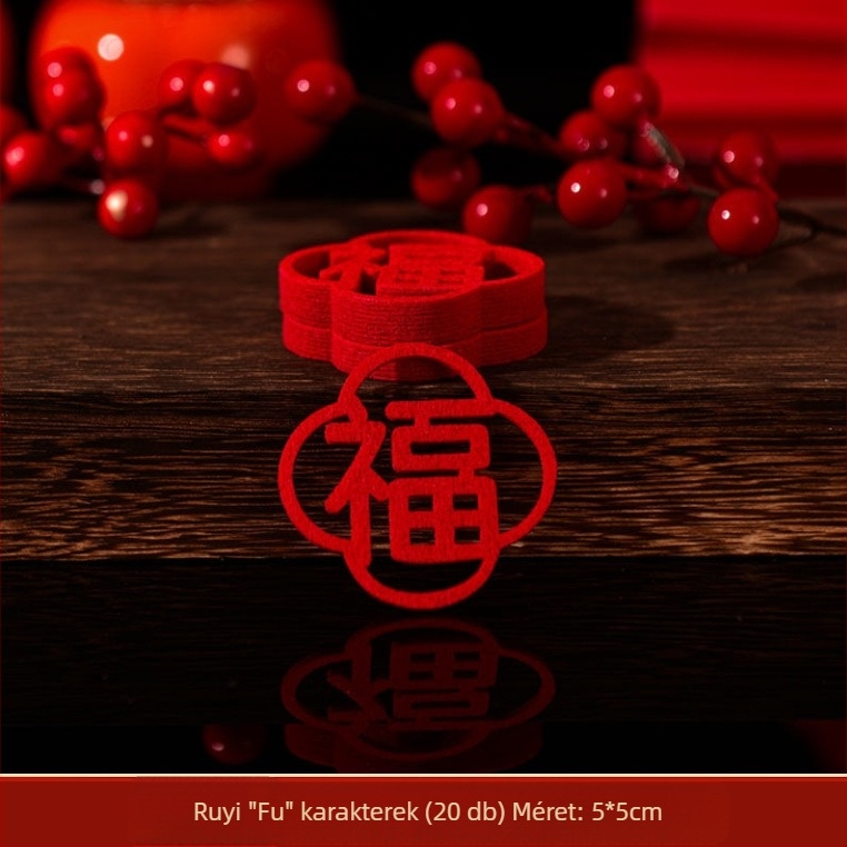 Ajtódísz szerencse szimbólummal az új otthon számára – mini dísz az ajtóra, filc anyag, vágási technika, kínai stílus