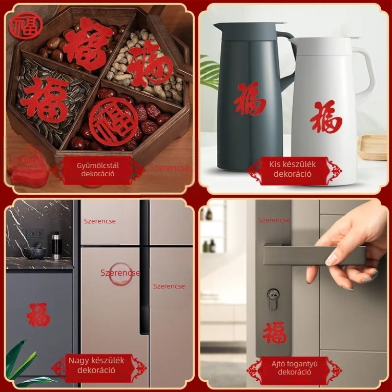 Ajtódísz szerencse szimbólummal az új otthon számára – mini dísz az ajtóra, filc anyag, vágási technika, kínai stílus