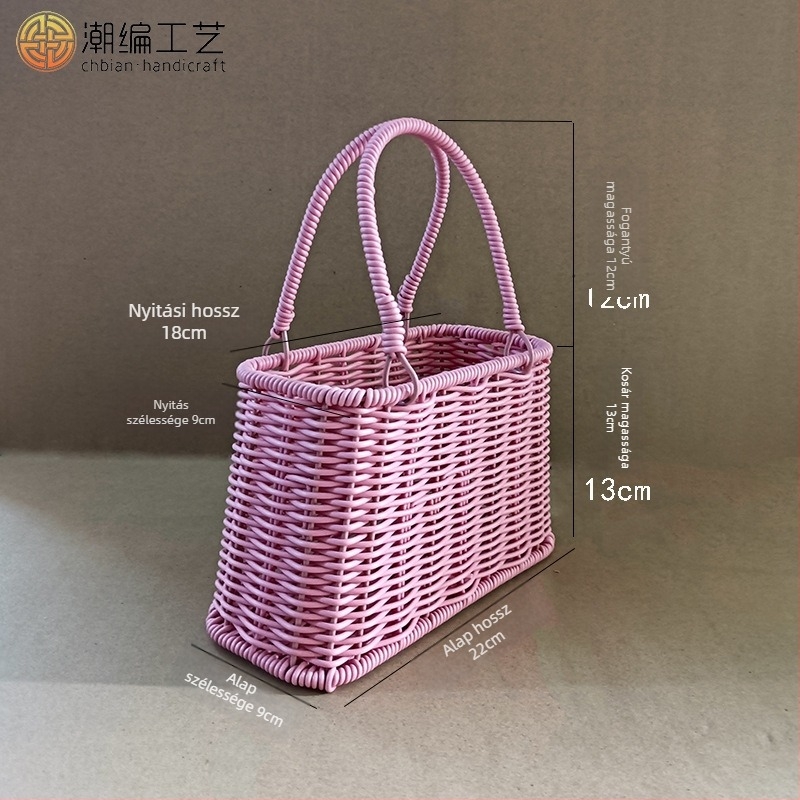 Esküvői ajándékdoboz, fonott PP kosár, modell CB20230525, 40 darab, modern minimalist stílus