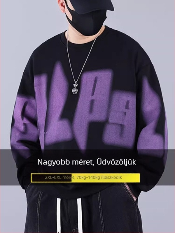 Plusz méretű férfi pulóver, lazább fazon, kerek nyak, hosszú ujjú, pamutkeverék, színblokkokkal dizájn, őszi viselet