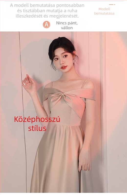 Koszorúslány ruha, hosszú, szatén, tavasz–nyár 2024