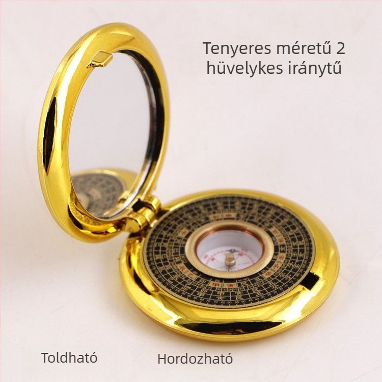 Réz Bagua iránytű – hordozható Feng Shui eszköz Bagua geometriával