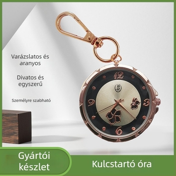 Női kvarc zsebóra kulcstartóval, analóg kijelző, 30 m vízállóság, ötvözet tokkal