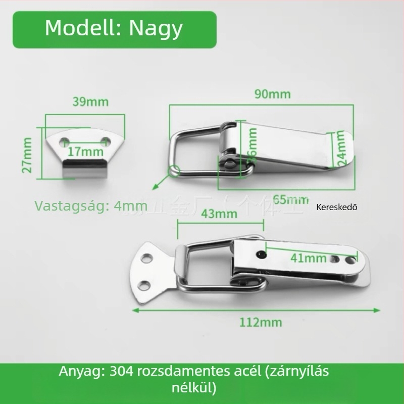 Duckbill kapocs zár a szerszámtárolóhoz, rozsdamentes acélból, 150 g, nyomtatott logó, testreszabható