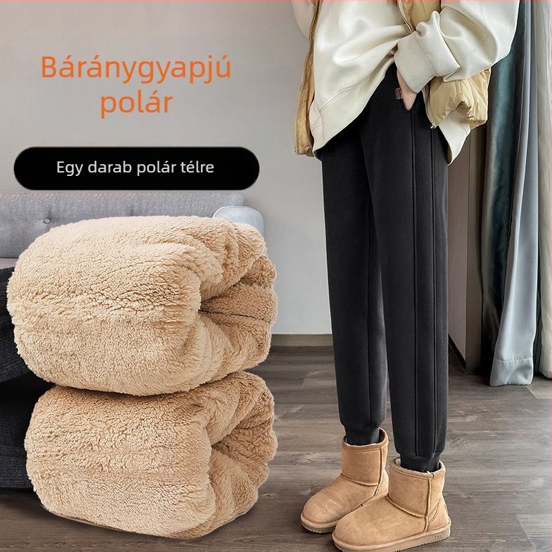 Női fleece-belsővel vastag téli sportnadrág, karcsúsított jogger szabás