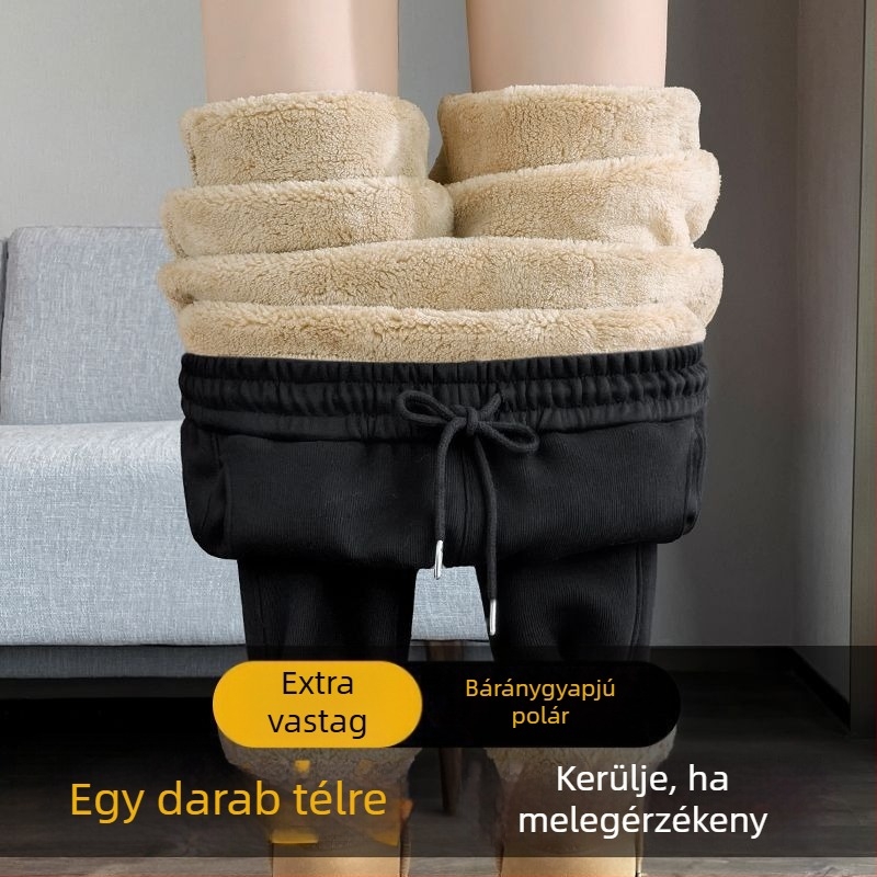 Női fleece-belsővel vastag téli sportnadrág, karcsúsított jogger szabás