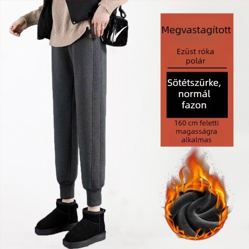 Női fleece-belsővel vastag téli sportnadrág, karcsúsított jogger szabás