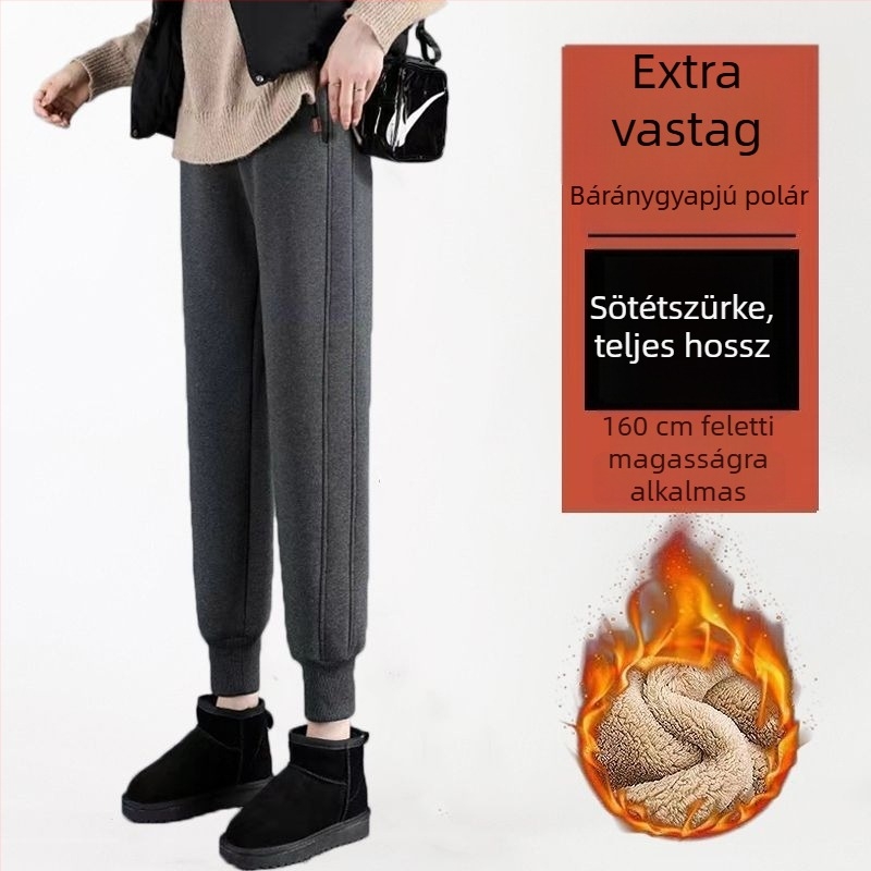 Női fleece-belsővel vastag téli sportnadrág, karcsúsított jogger szabás