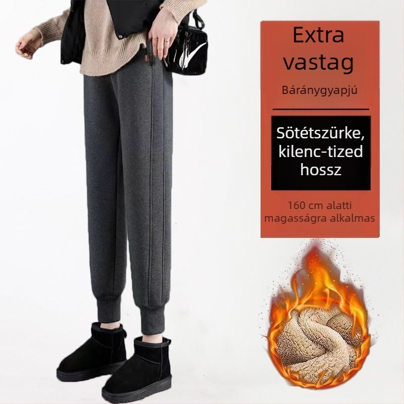 Női fleece-belsővel vastag téli sportnadrág, karcsúsított jogger szabás