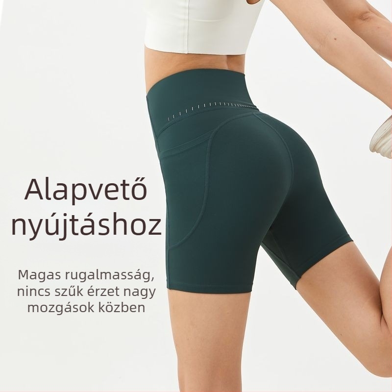 Női sport rövidnadrág – fenékemelés, magas derék, haskontroll (Nylon 80%, negyed hosszúságú rövidnadrág, jóga)
