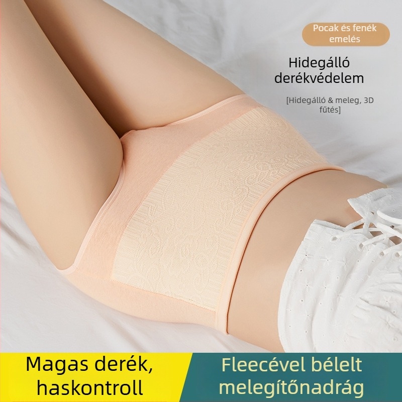 Női magas derekú pamut alsónemű, lélegző, hasi kontrollal