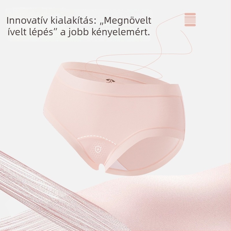 Női pamut varrat nélküli alsónemű, középmagas derekú, lélegző, antibakteriális, teljes pamutból