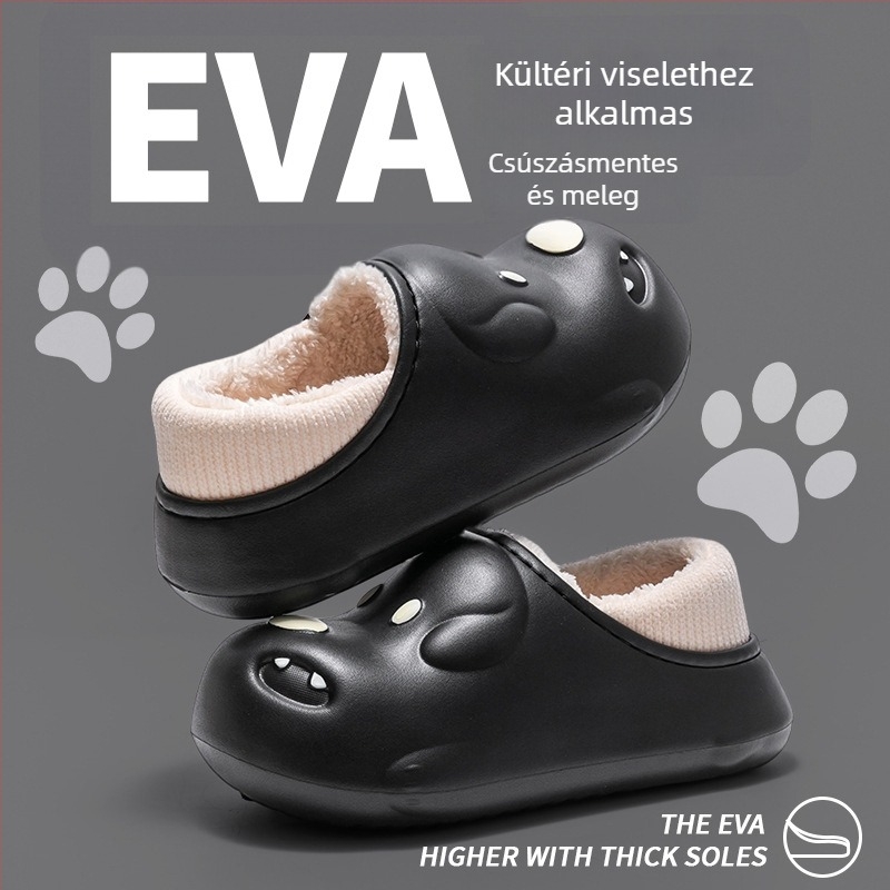 Téli Cartoon kutya EVA papucs pamut bélés, EVA talp (Felső: EVA; Belső: pamut; Talp: EVA; Toe forma: kerek; Stílus: rajzfilm)