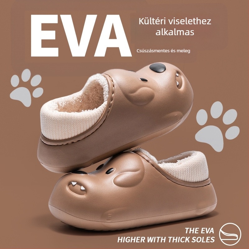 Téli Cartoon kutya EVA papucs pamut bélés, EVA talp (Felső: EVA; Belső: pamut; Talp: EVA; Toe forma: kerek; Stílus: rajzfilm)