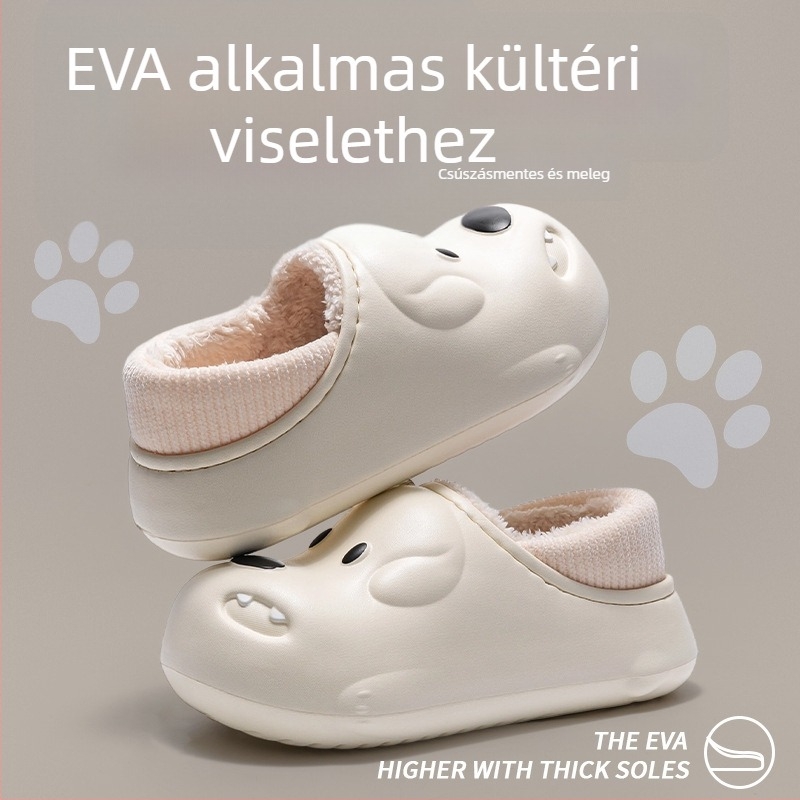Téli Cartoon kutya EVA papucs pamut bélés, EVA talp (Felső: EVA; Belső: pamut; Talp: EVA; Toe forma: kerek; Stílus: rajzfilm)