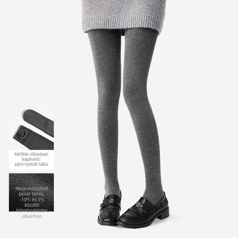 Női pamut thermál leggings sötétszürke, meleg, mikro-kompresszió a has kontrolljáért és a fenék formázásáért
