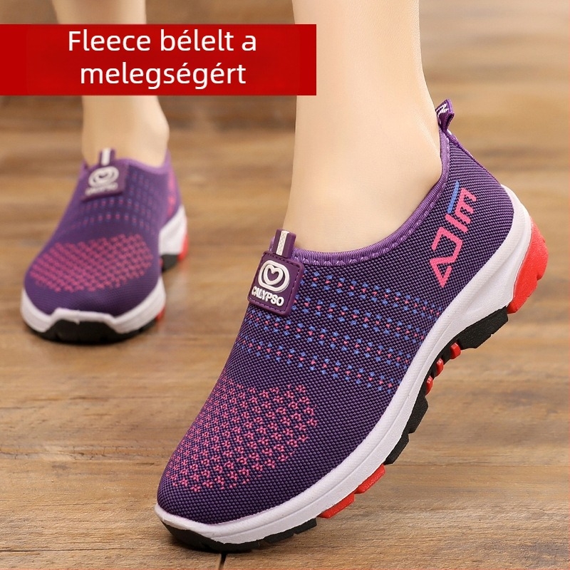 Női vászon cipő Old Beijing stílusban – slip-on stílusú, csúszásmentes, lélegző felsőrész, velúr belső, mindennapi etno stílus