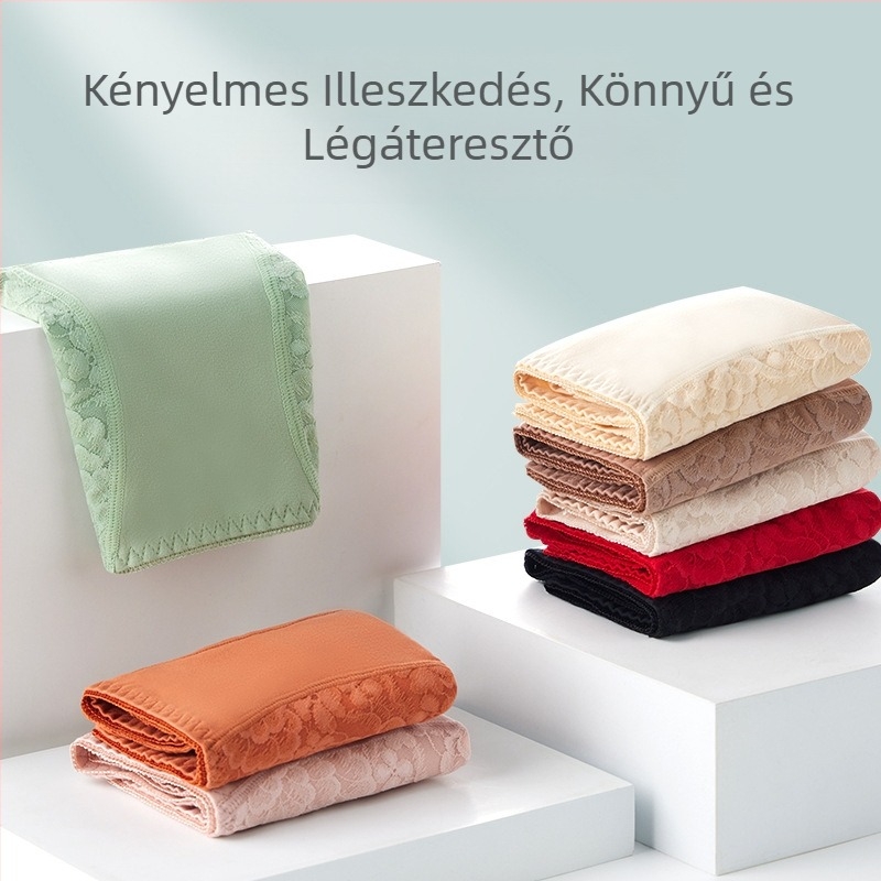 Női magas derekú slip, csipével és pamuttal, has kontroll és csípőemelés, varratmentes, antibakteriális, légáteresztő, plusz méret