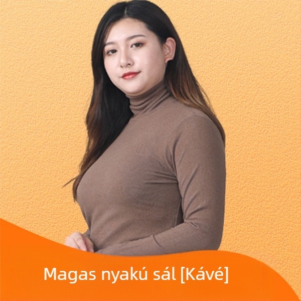 Női vastag velúr kötött felső magas gallérral, karcsú szabású, hosszú ujjú, poliészter/spandex