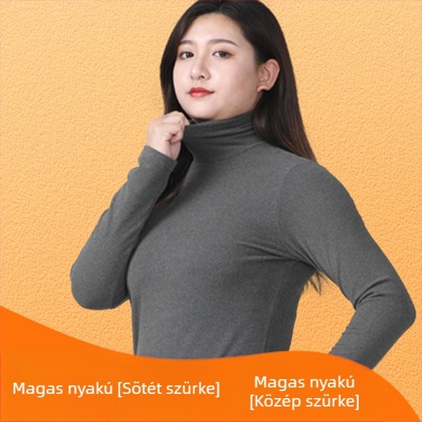 Női vastag velúr kötött felső magas gallérral, karcsú szabású, hosszú ujjú, poliészter/spandex