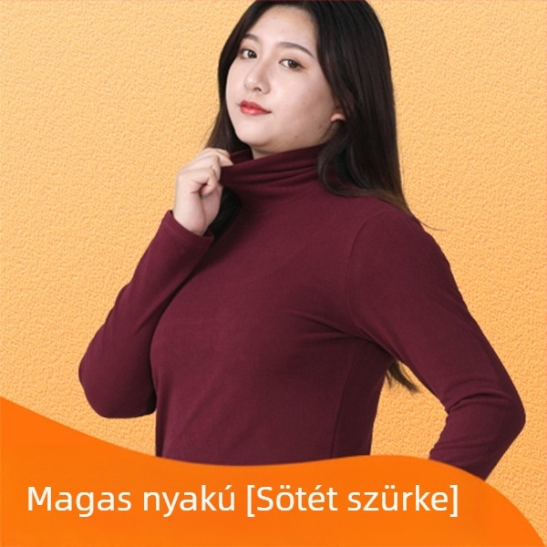 Női vastag velúr kötött felső magas gallérral, karcsú szabású, hosszú ujjú, poliészter/spandex
