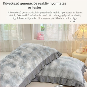 Nyúlplüss párnahuzat téli fleece-béléssel, két darabos készlet