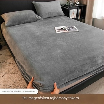 Tejes velúr fleece-bevonatos lepedő, korall velúr vastag, egyszemélyes méret