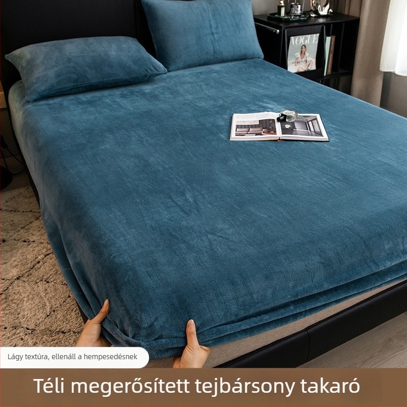 Tejes velúr fleece-bevonatos lepedő, korall velúr vastag, egyszemélyes méret