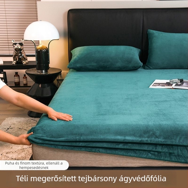Tejes velúr fleece-bevonatos lepedő, korall velúr vastag, egyszemélyes méret