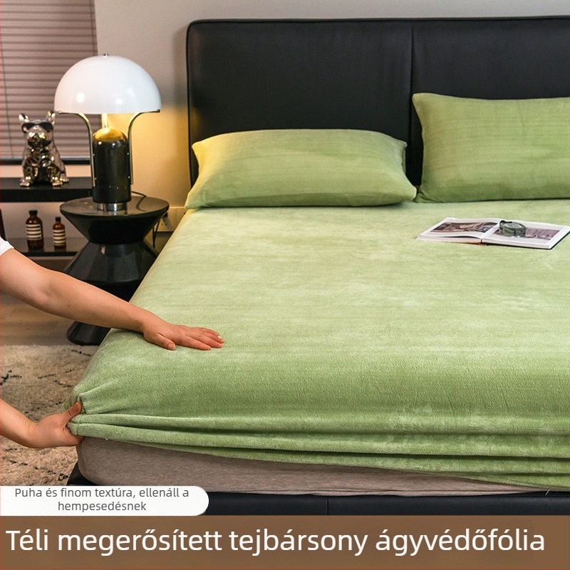 Tejes velúr fleece-bevonatos lepedő, korall velúr vastag, egyszemélyes méret