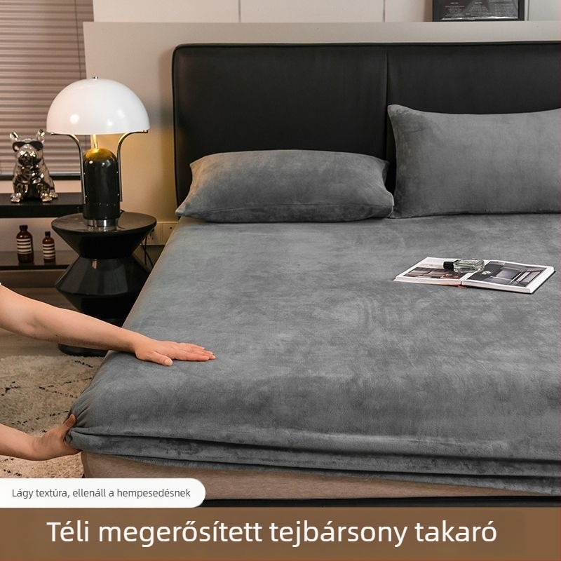 Tejes velúr fleece-bevonatos lepedő, korall velúr vastag, egyszemélyes méret