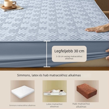 Gumis lepedő mosott pamutból, tömött quilt varrással, bababarát, vízálló matracvédő, nordic stílus, méret 180 cm