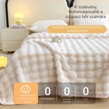 Nyuszifüves plüss ágynemű és hozzáillő plüss takaró egyágyas ágyhoz, téli vastag tej-velúr korall fleece
