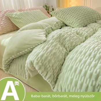Tejes bársony babáknak készült 4 részes ágyneműkészlet – A osztály, paplanhuzat, lepedő, 2 párnahuzat, egyszínű