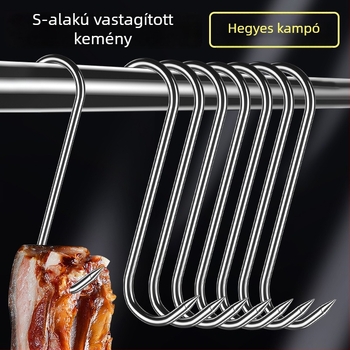 Húskampó S-alakú rozsdamentes acélból, egy kampós kialakítás, könnyed luxus stílus, teherbírás 10–15 kg