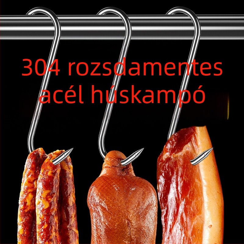 Húskampó S-alakú rozsdamentes acélból, egy kampós kialakítás, könnyed luxus stílus, teherbírás 10–15 kg