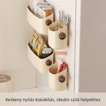 Mágneses hűtő falra szerelhető tároló, ABS anyag, modell Ym.7257, fúrás nélküli telepítés, többfunkciós oldalsó szervező