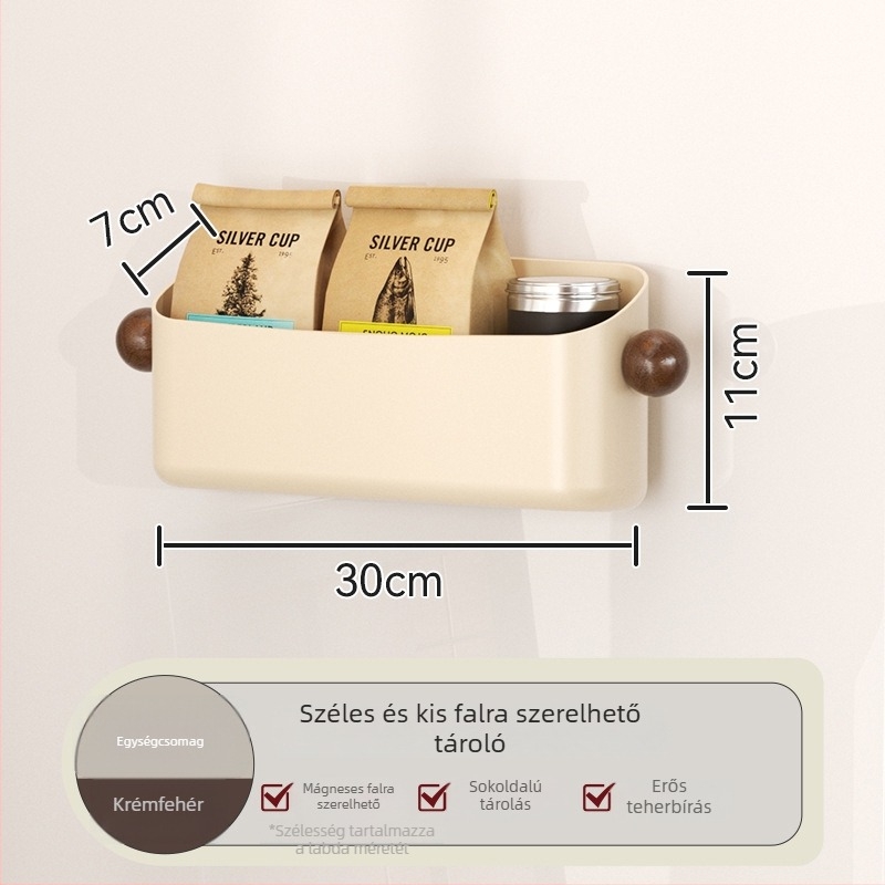 Mágneses hűtő falra szerelhető tároló, ABS anyag, modell Ym.7257, fúrás nélküli telepítés, többfunkciós oldalsó szervező