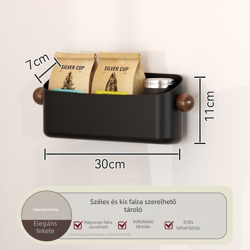 Mágneses hűtő falra szerelhető tároló, ABS anyag, modell Ym.7257, fúrás nélküli telepítés, többfunkciós oldalsó szervező