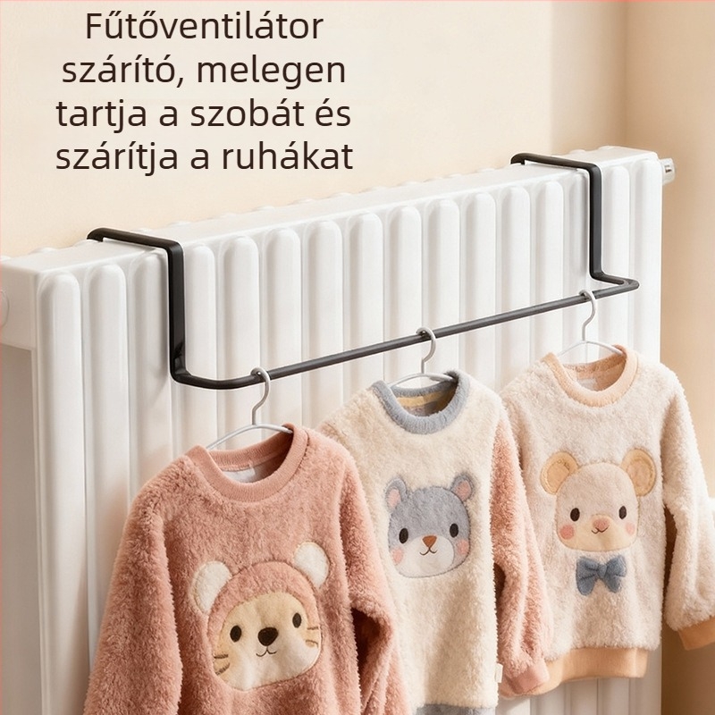 Radiátor integrált ruhafogas - Vas, Egyszeres horog, Modern minimalist stílus, 1-3 kg teherbírás, Bevezetés télen 2025