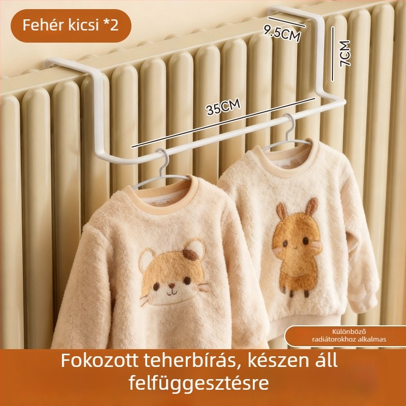 Radiátor integrált ruhafogas - Vas, Egyszeres horog, Modern minimalist stílus, 1-3 kg teherbírás, Bevezetés télen 2025