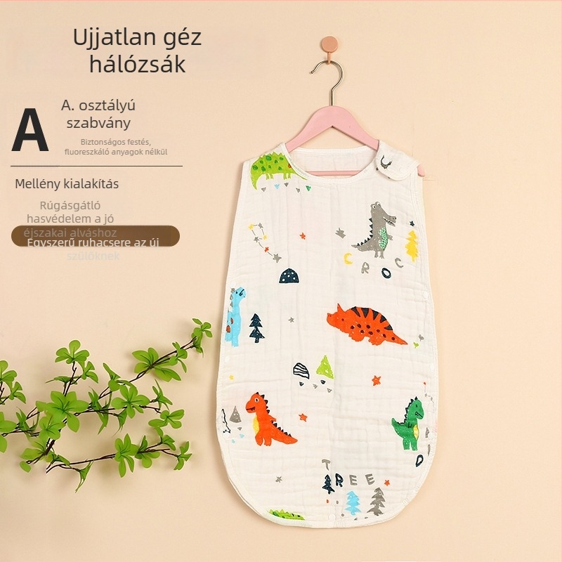Muszlin ujj nélküli baba alvózsák, mellény-stílusú, újszülötteknek és 1–3 éves gyerekeknek