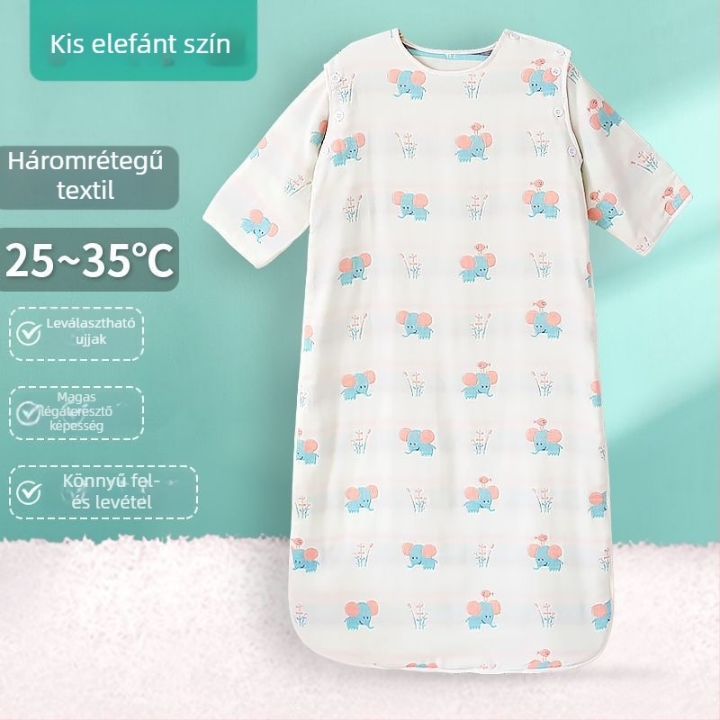 Négyévszakos pamut géz alvózsák gyerekeknek, tavasz–ősz és nyár vékony modell, babáknak, használható légkondicionált szobában
