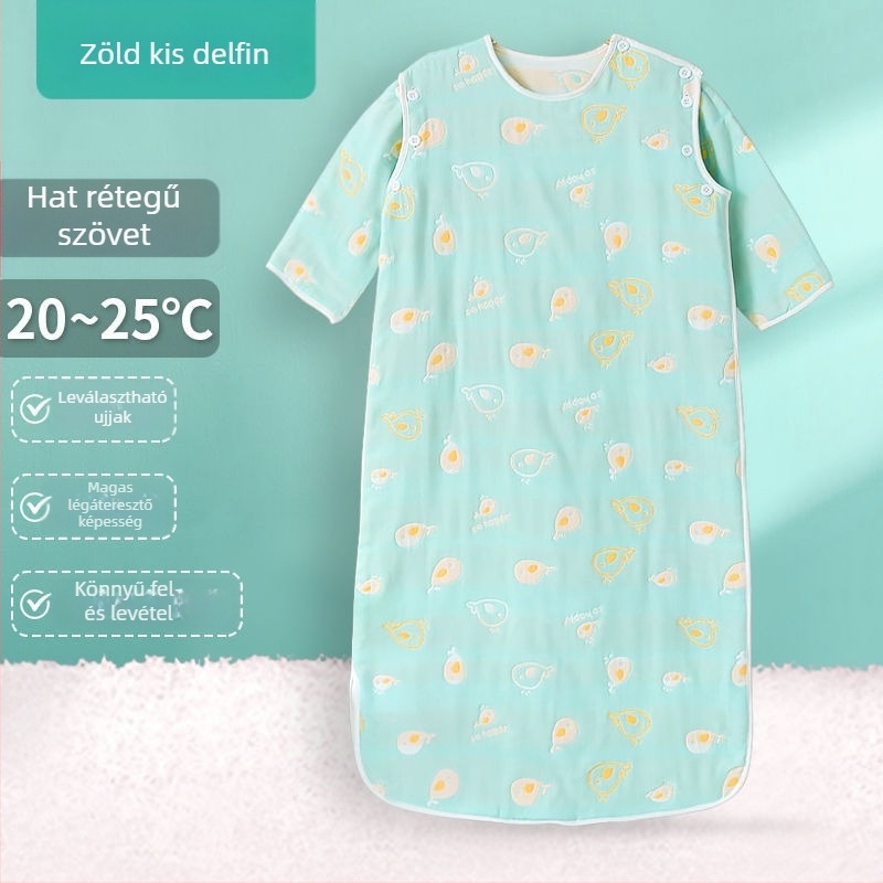 Négyévszakos pamut géz alvózsák gyerekeknek, tavasz–ősz és nyár vékony modell, babáknak, használható légkondicionált szobában