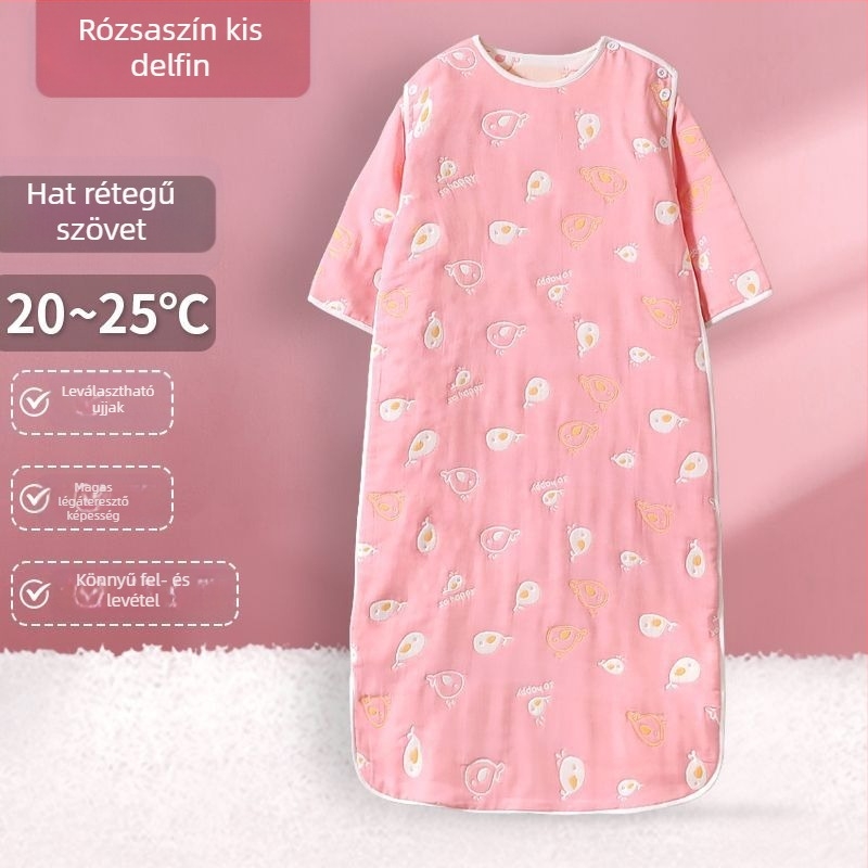 Négyévszakos pamut géz alvózsák gyerekeknek, tavasz–ősz és nyár vékony modell, babáknak, használható légkondicionált szobában