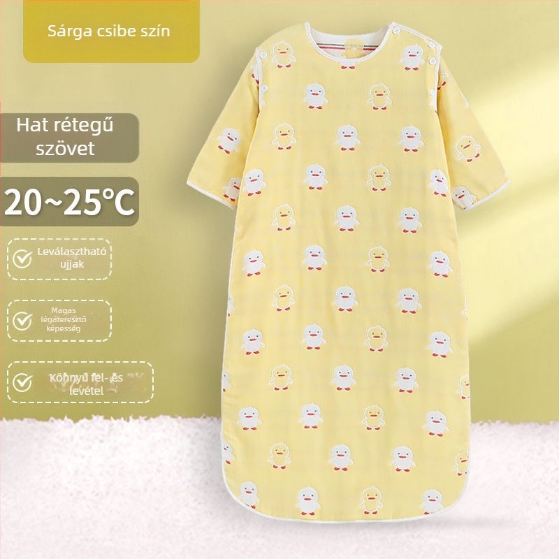 Négyévszakos pamut géz alvózsák gyerekeknek, tavasz–ősz és nyár vékony modell, babáknak, használható légkondicionált szobában