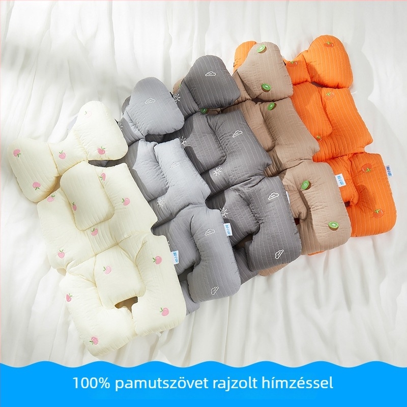 Pamutból készült babakocsi üléspárna hátsó támaszával, vastag párna, kompatibilis babakocsival és etetőszékkel, egész éves használatra